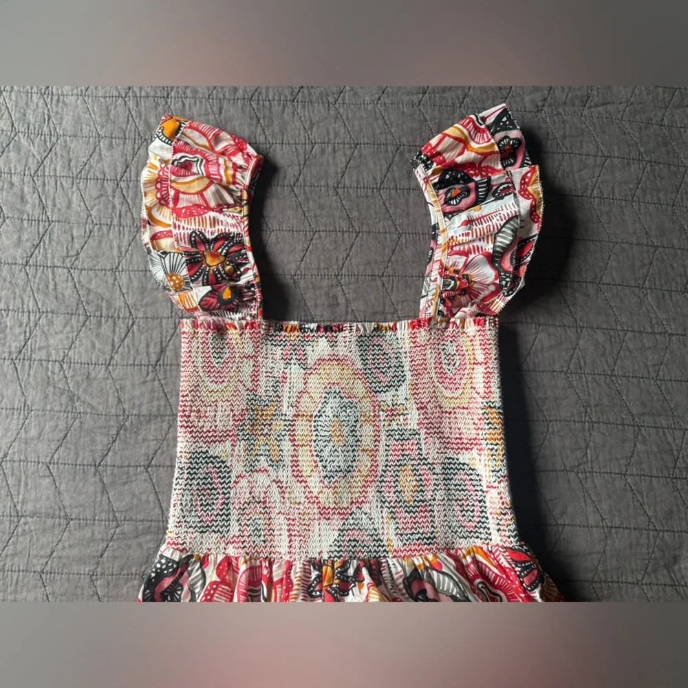 NWT BTB Los Angeles Smocked 100% cotton Flutter Sleeve Maxi Dress Size medium - Picture 10 of 16
